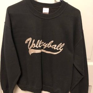Black volleyball sweatshirt with silver lettering